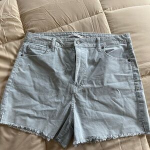 Blue/white stripes Frayed Hem Shorts